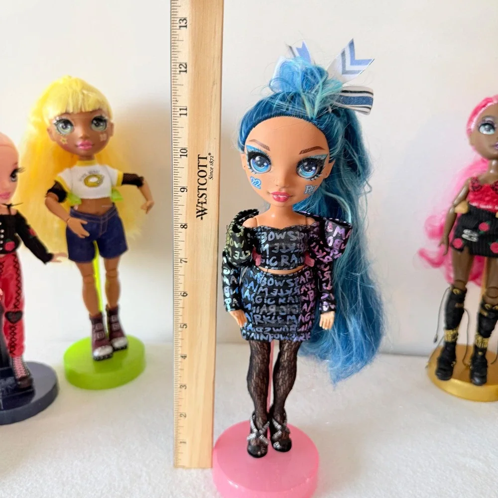 Rainbow High Dolls Lot 7 w Stands Mixed Sizes 10in‎ 11in MGA Bundle